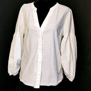 White ruffle sleeve 100 % cotton top